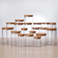 kitchen food round glass storage jar with bamboo lid Storage-76S